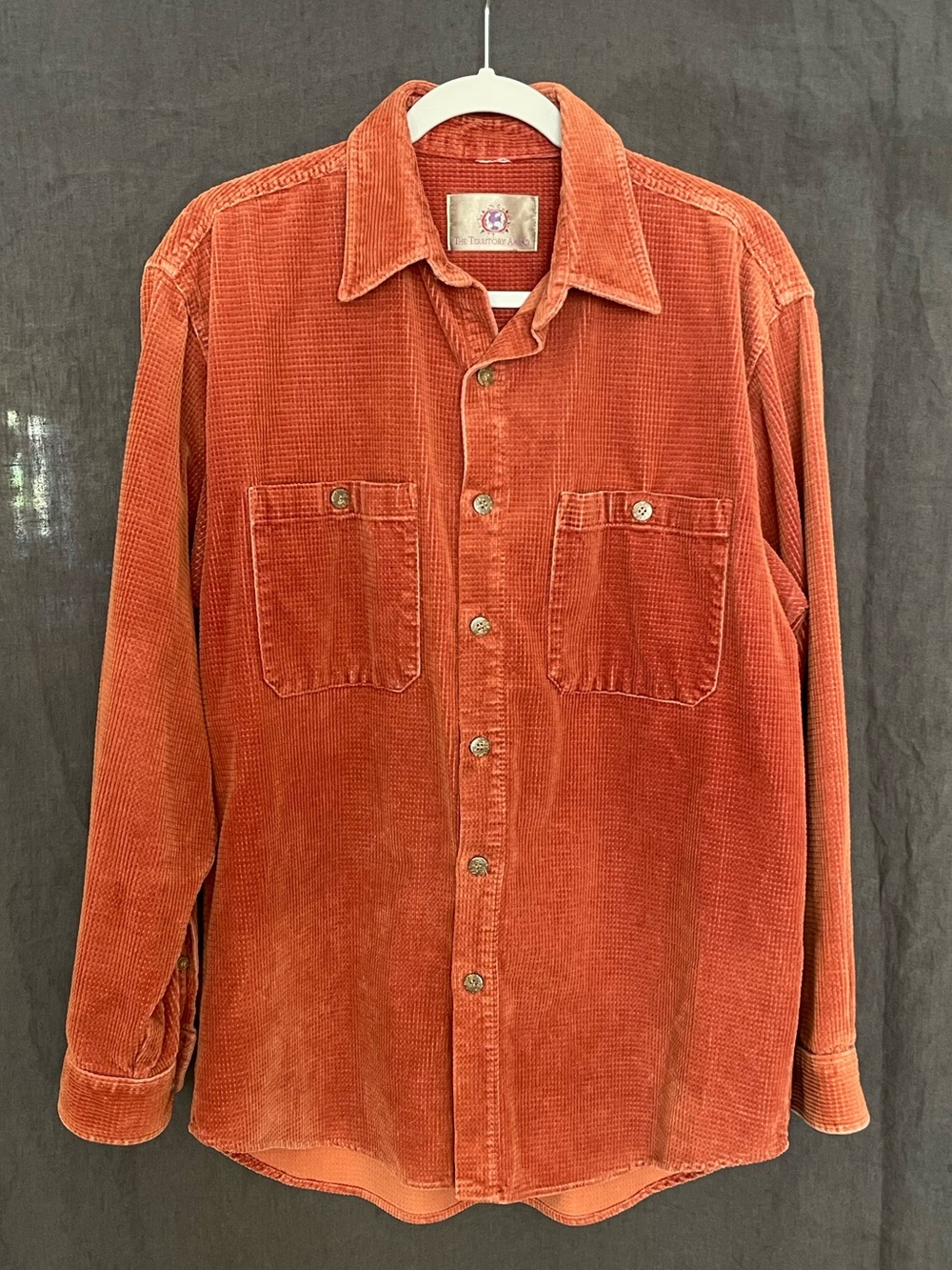 The Territory Ahead Rust Corduroy Waffle Grid Shirt Shacket M